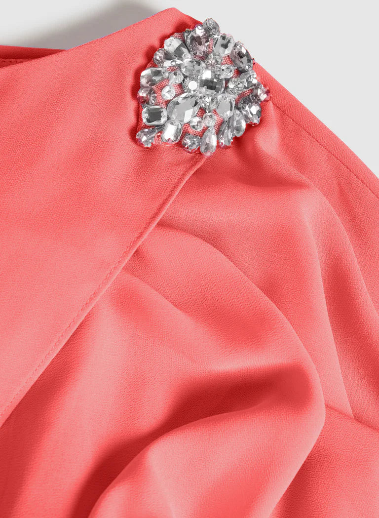 LAURA Brooch Embellished Capelet Dress