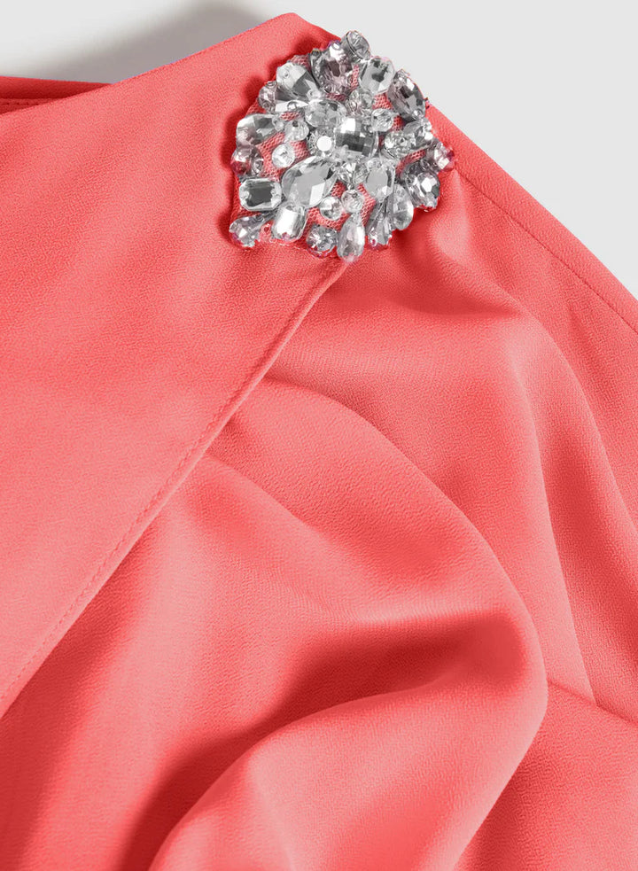 LAURA Brooch Embellished Capelet Dress