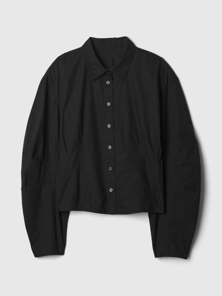 Gap Organic Cotton Poplin Barrel-Sleeve Cropped Shirt