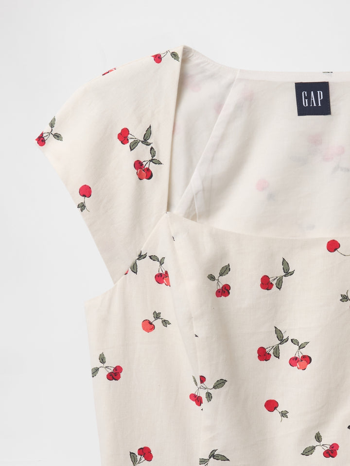 Gap Linen-Blend Cap-Sleeve Cropped Top