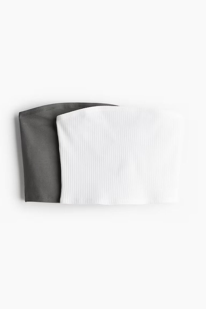 H&M 2-PACK SHORT TUBE TOPS