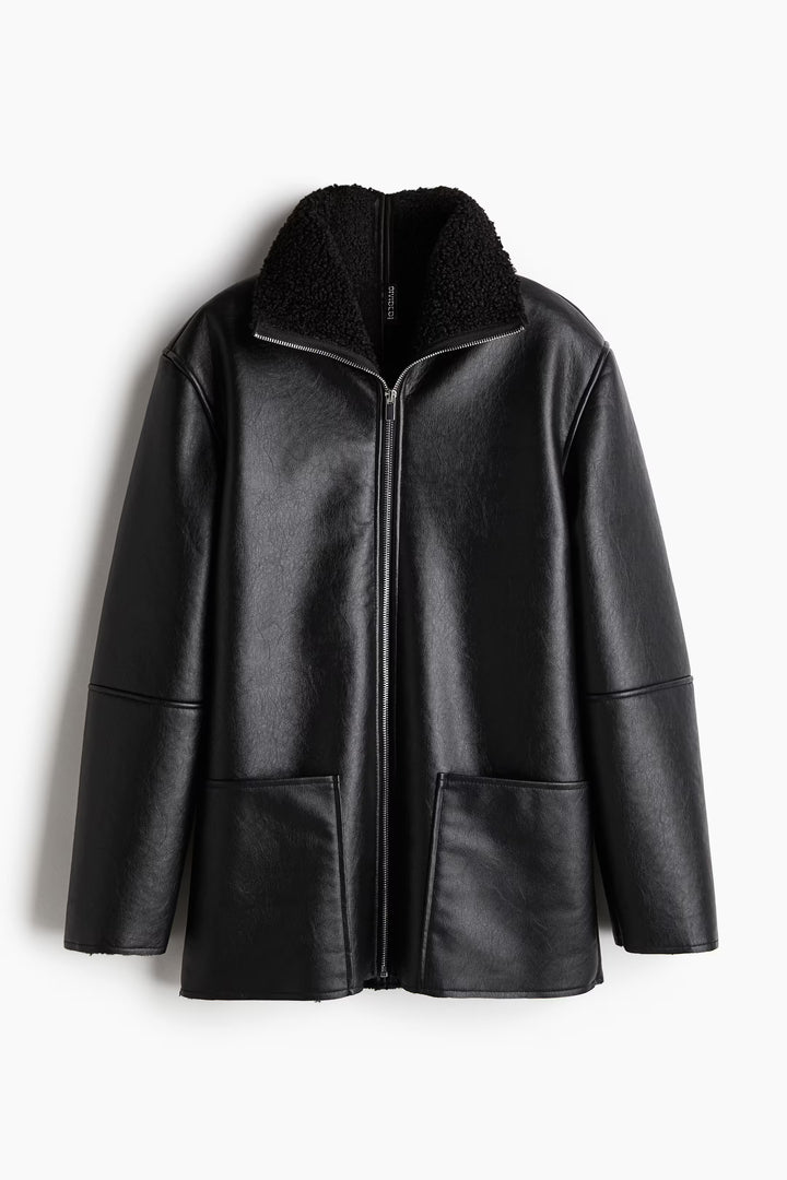 H&M Teddy Fleece-Lined Coated Jacket