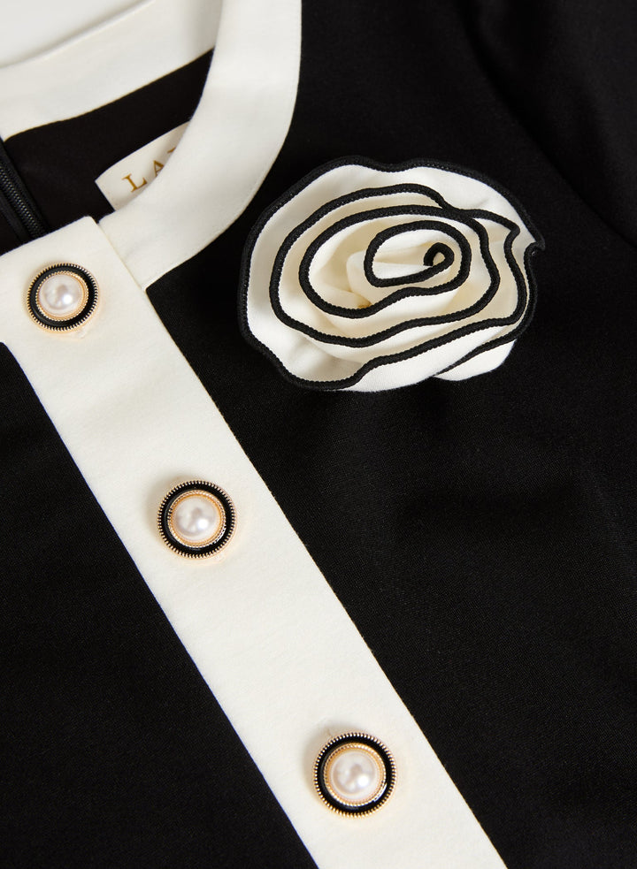LAURA Rosette Embellished Knit Dress