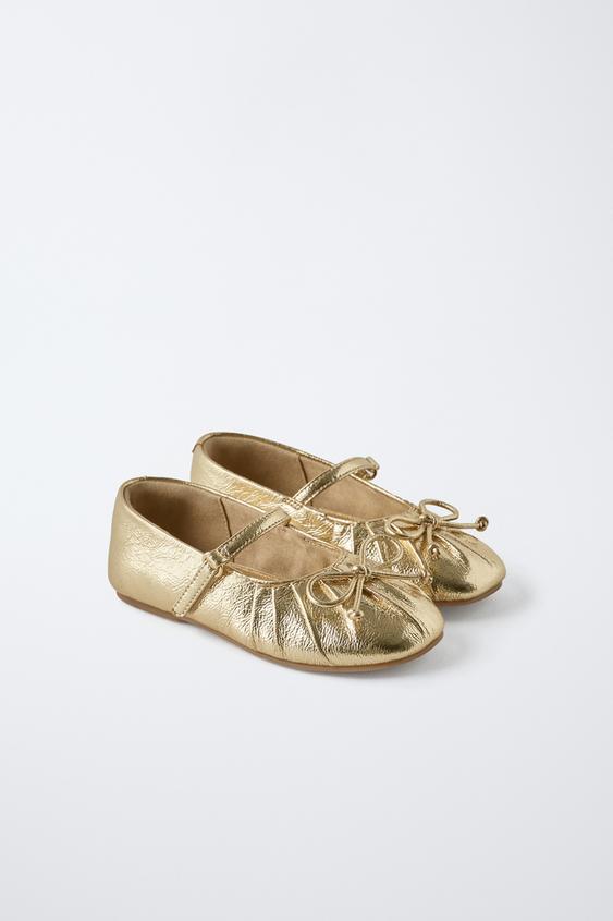 Zara METALLIC BALLET FLATS