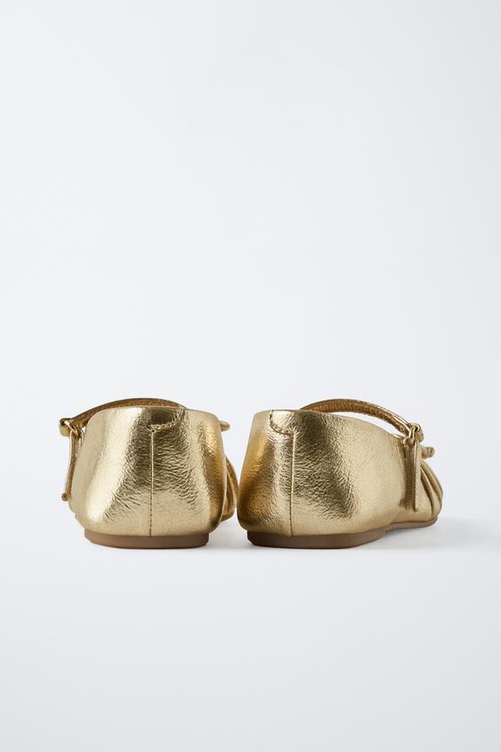 Zara METALLIC BALLET FLATS