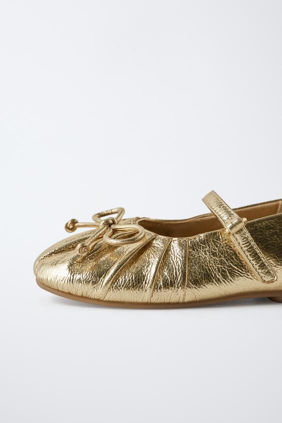 Zara METALLIC BALLET FLATS