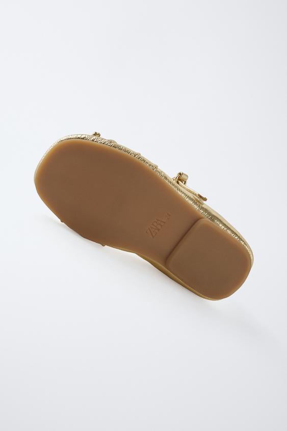 Zara METALLIC BALLET FLATS