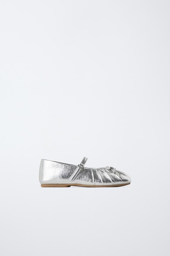 Zara METALLIC BALLET FLATS