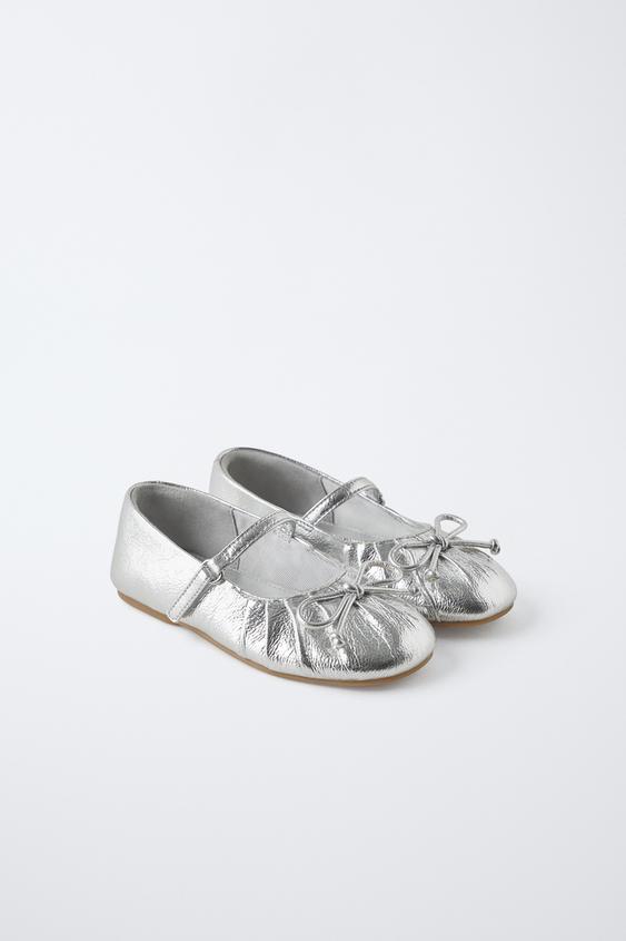 Zara METALLIC BALLET FLATS