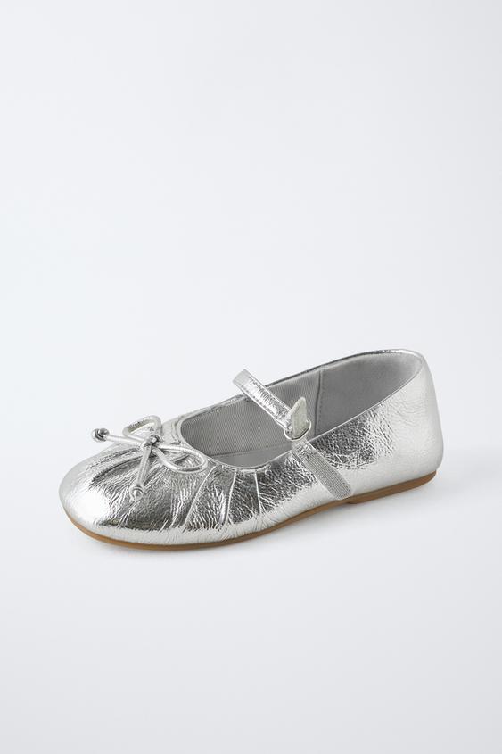 Zara METALLIC BALLET FLATS