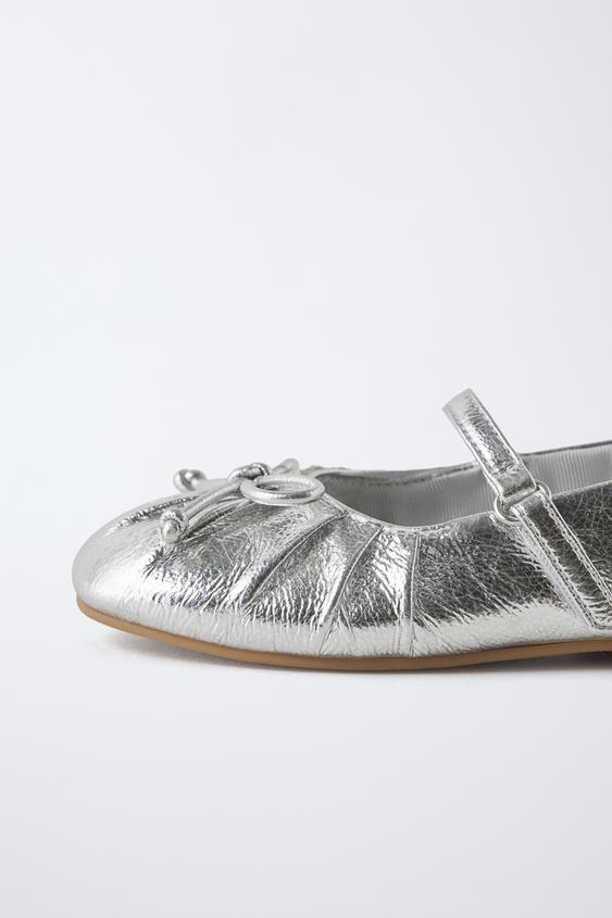 Zara METALLIC BALLET FLATS