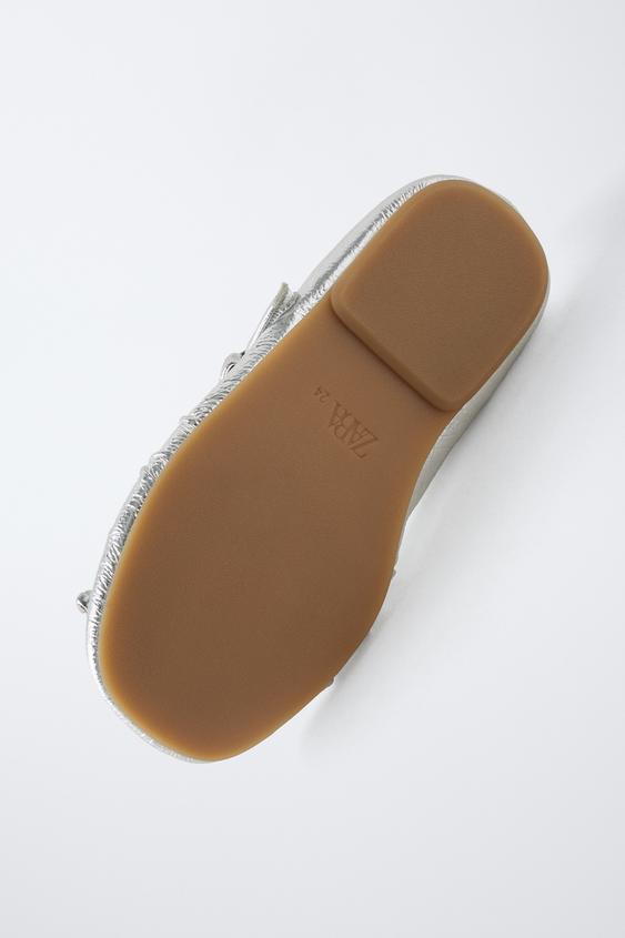 Zara METALLIC BALLET FLATS