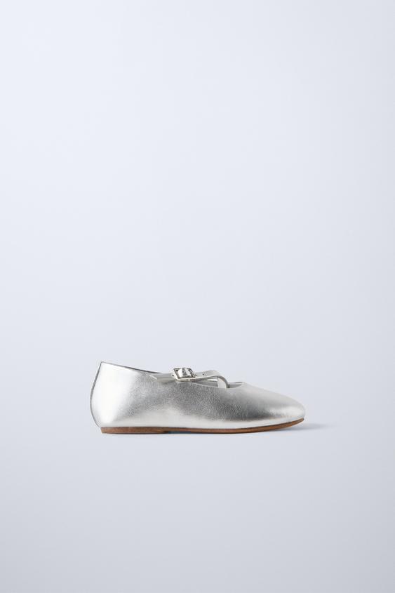 Zara METALLIC BALLET FLATS