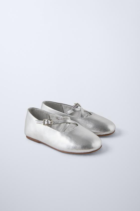 Zara METALLIC BALLET FLATS