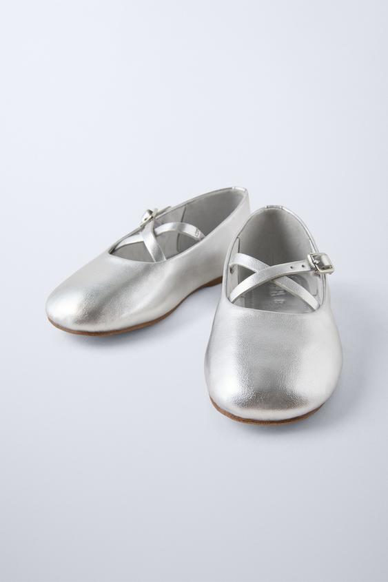 Zara METALLIC BALLET FLATS
