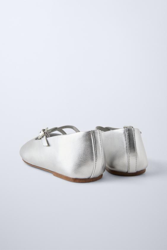 Zara METALLIC BALLET FLATS