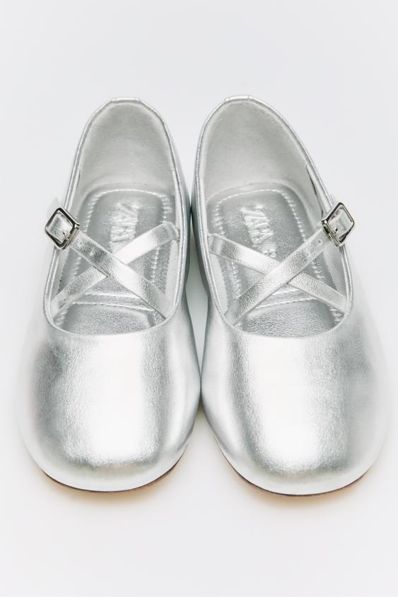 Zara METALLIC BALLET FLATS