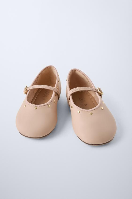 Zara STUDDED BALLET FLATS