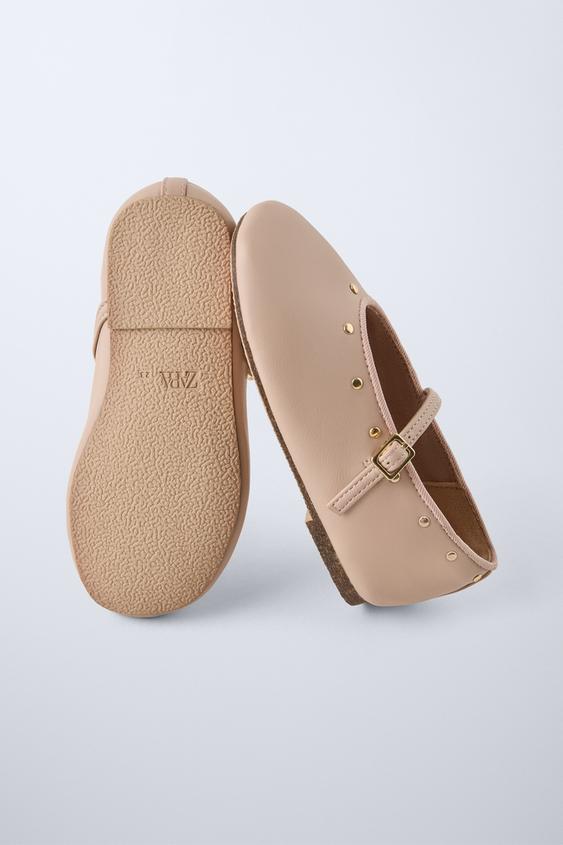 Zara STUDDED BALLET FLATS