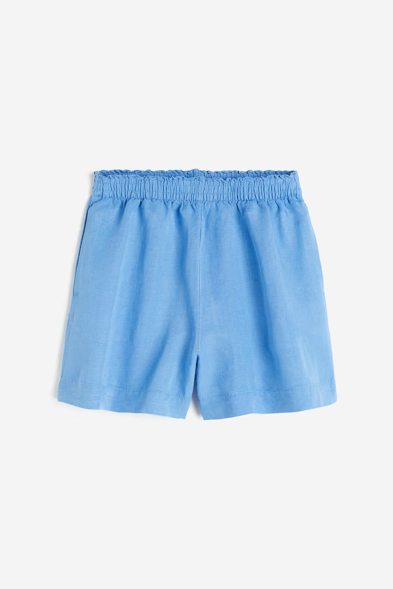 H&M LINEN-BLEND PULL-ON SHORTS