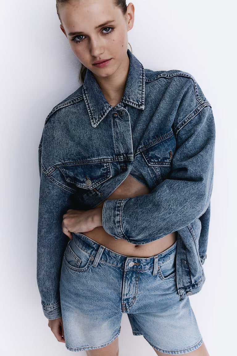 H&M HIGH BERMUDA DENIM SHORTS