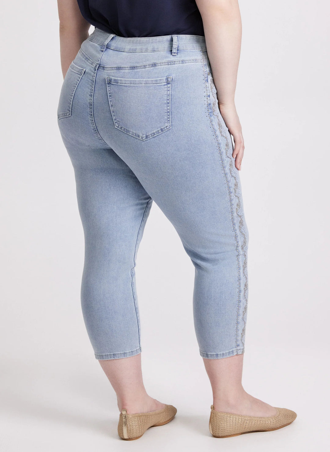 LAURA Stone Embellished Straight-Leg Jeans