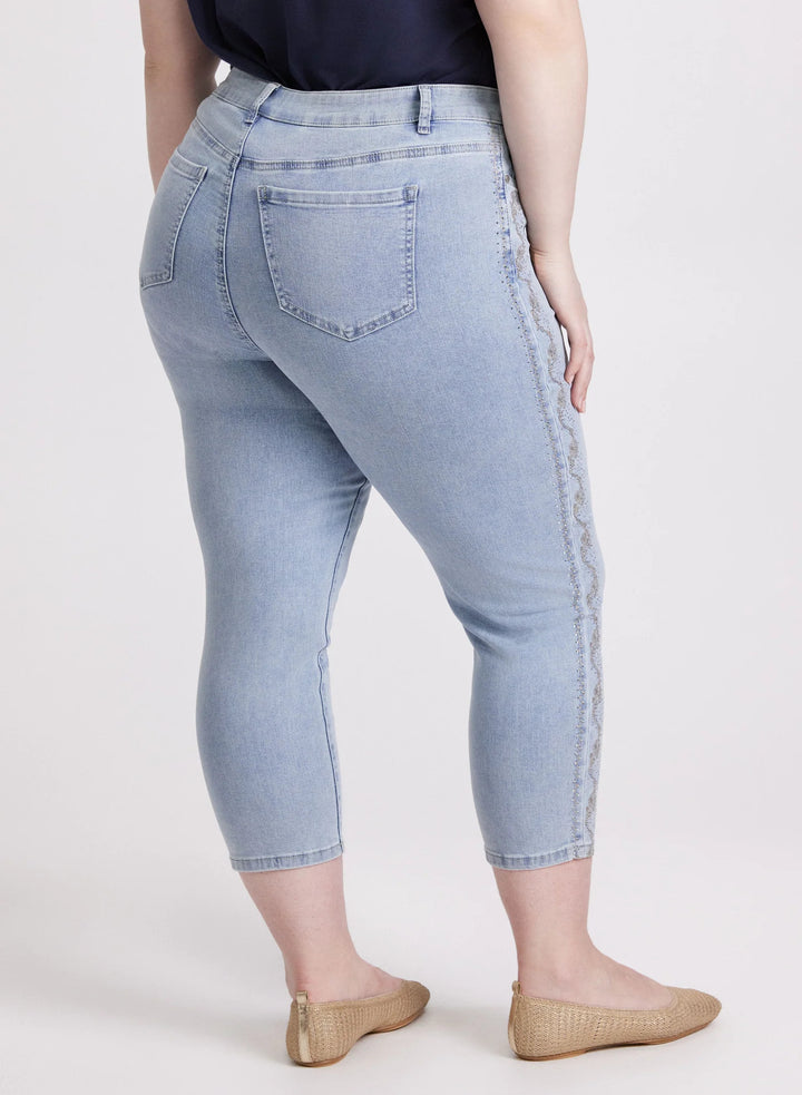 LAURA Stone Embellished Straight-Leg Jeans