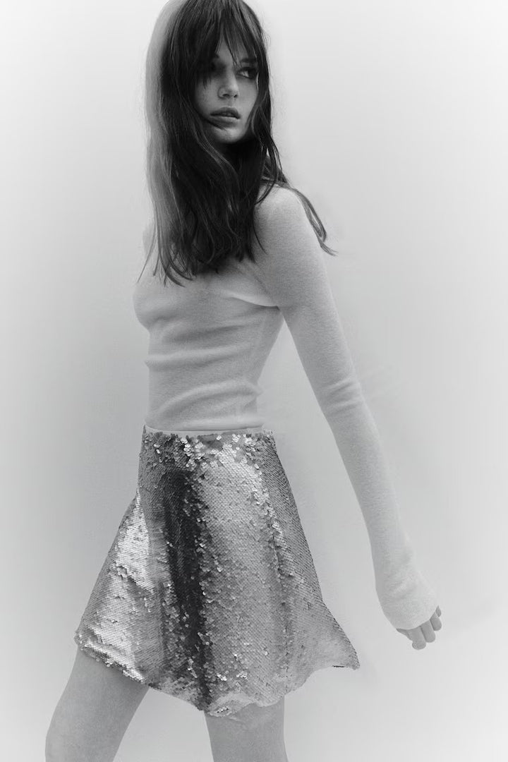 H&M SEQUINED MINI SKIRT