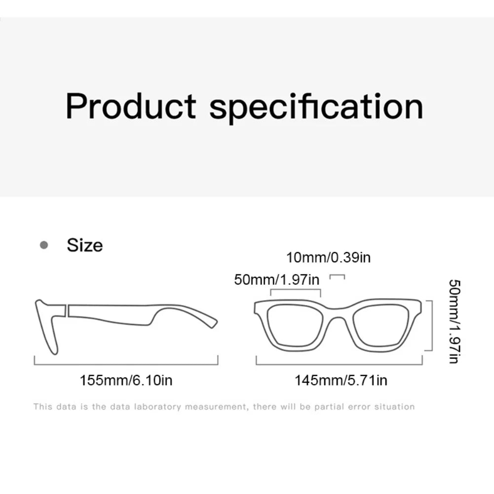 Abcelit Bluetooth Smart Glasses Hands-Free Call 1080P Camera Video GPS Navigation Remind Sunglasses Sunglasses