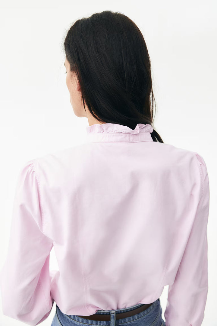 H&M Ruffle-trimmed Oxford Blouse