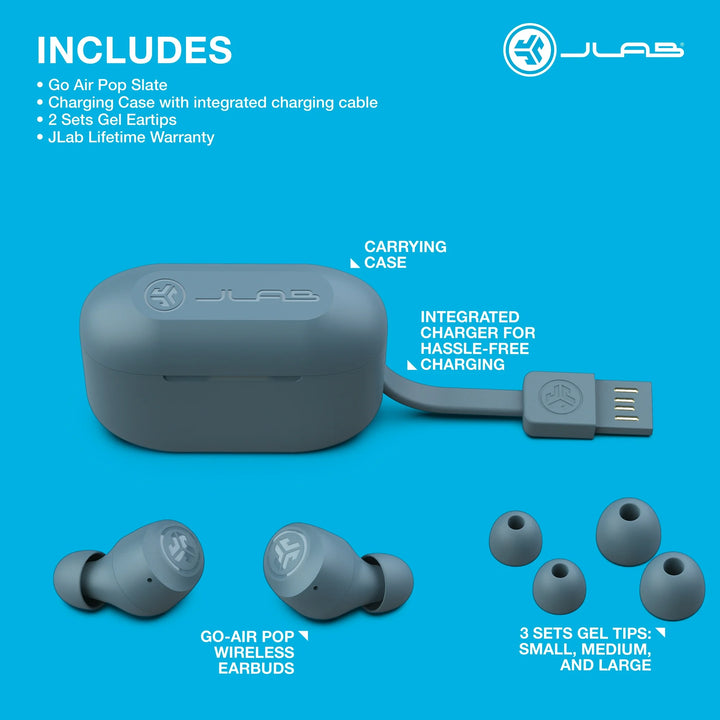 JLab Go Air Pop Bluetooth Earbuds, True Wireless with Charging Case, Rose