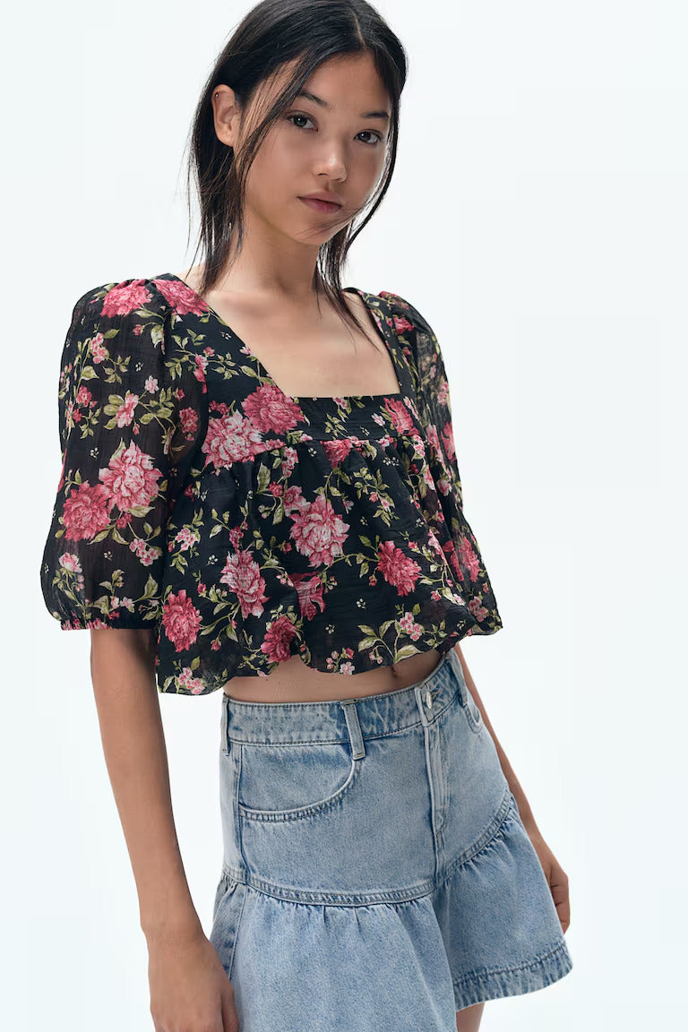 H&M DENIM SKIRT WITH PEPLUM