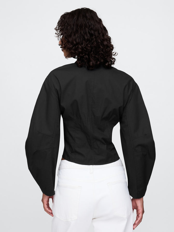 Gap Organic Cotton Poplin Barrel-Sleeve Cropped Shirt