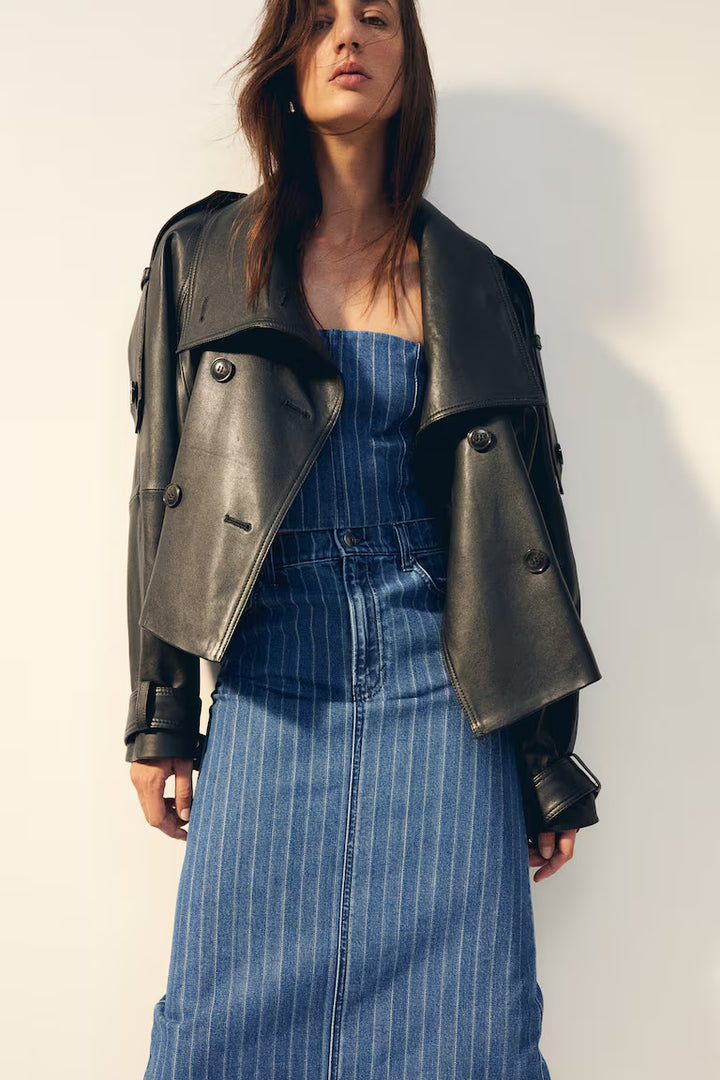 H&M DENIM BANDEAU CROP TOP