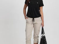 LAURA Cropped Drawstring Hem Cargo Pants