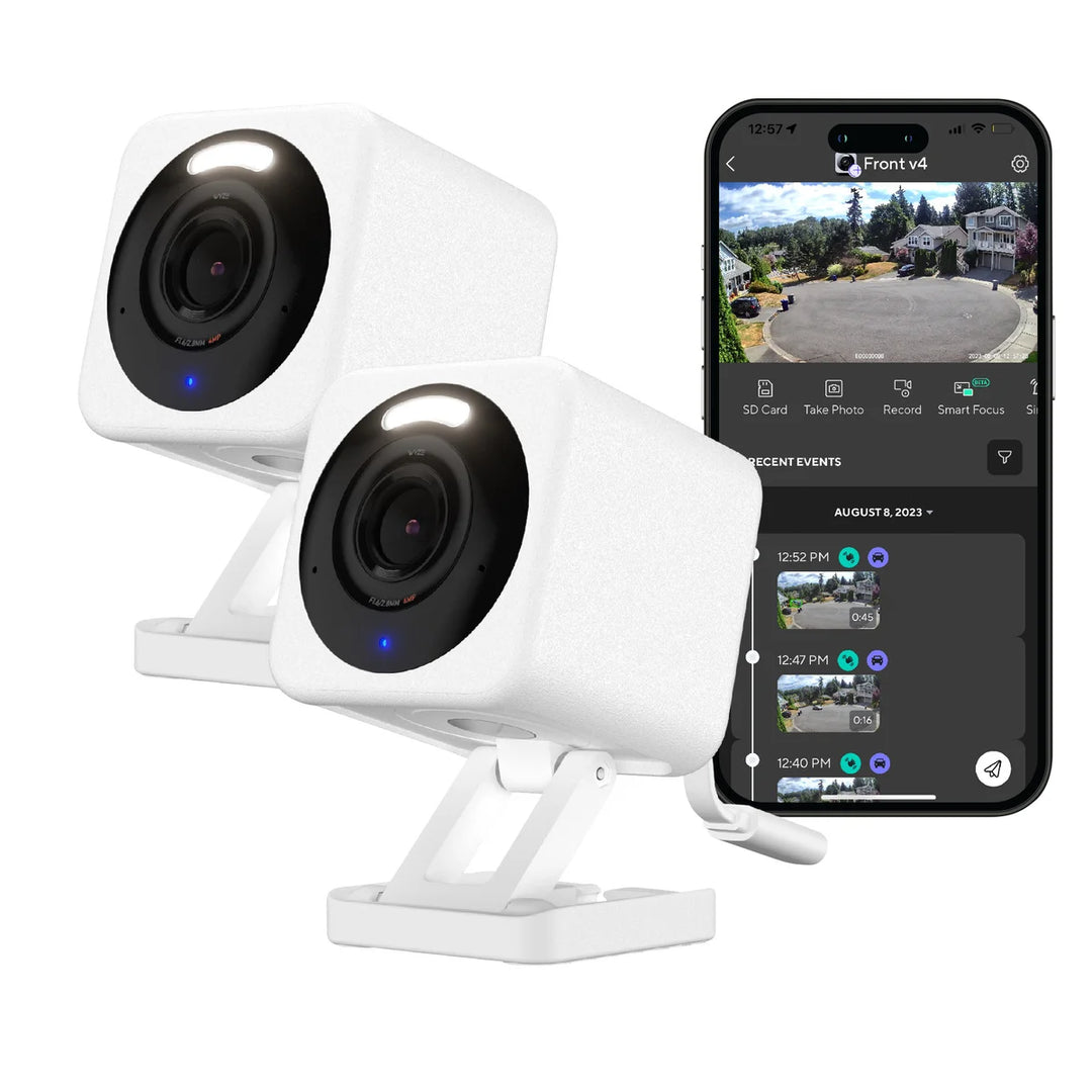 Wyze Cam v4 2.5K QHD Wired Indoor/Outdoor Security Camera with 6 Months Cloud Storage, 2-pack