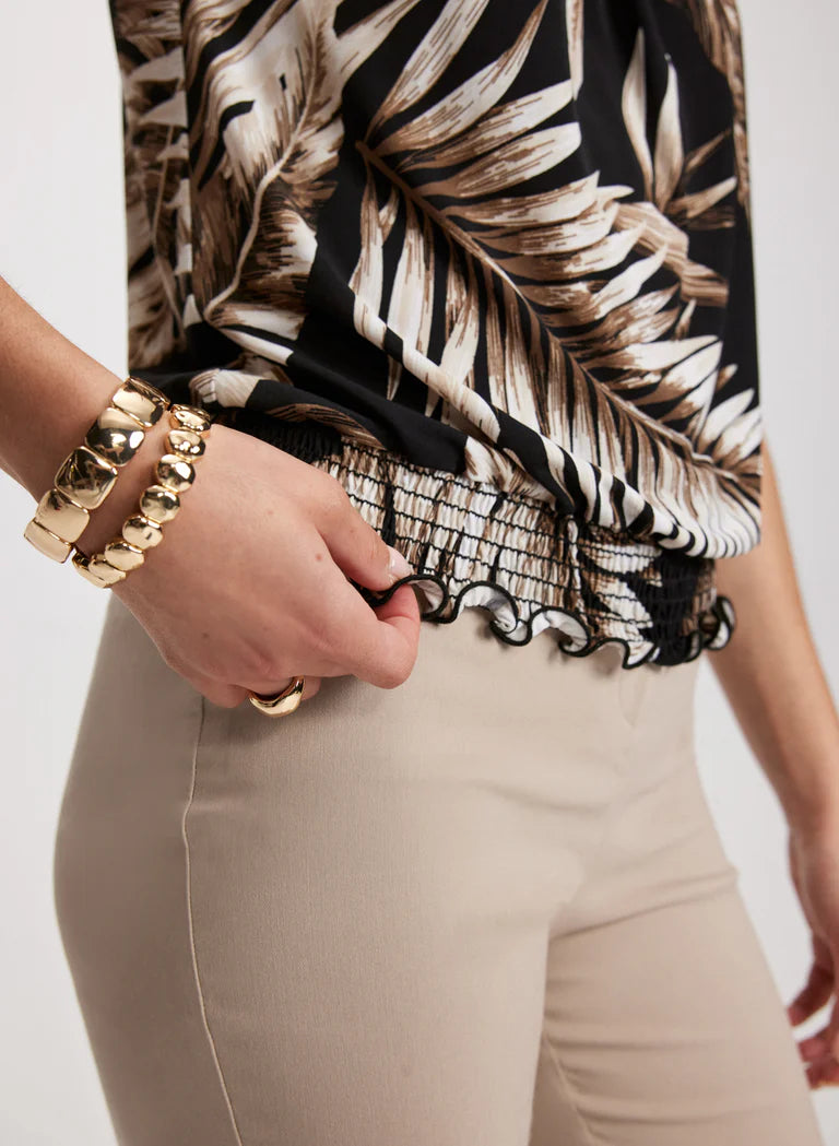 LAURA Tropical Ruched Waist Top