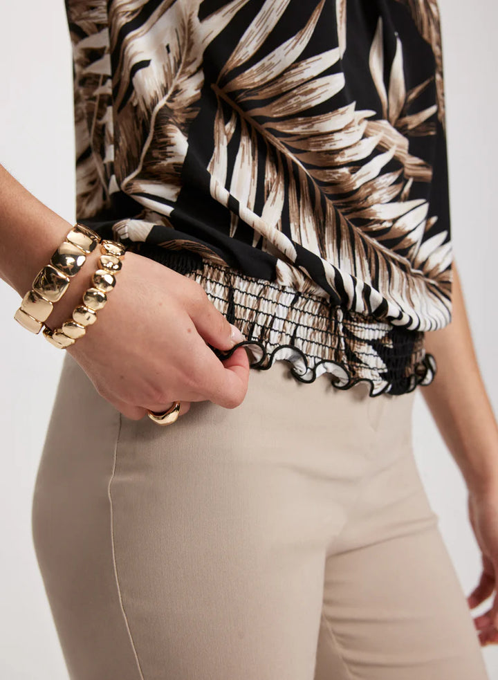 LAURA Tropical Ruched Waist Top