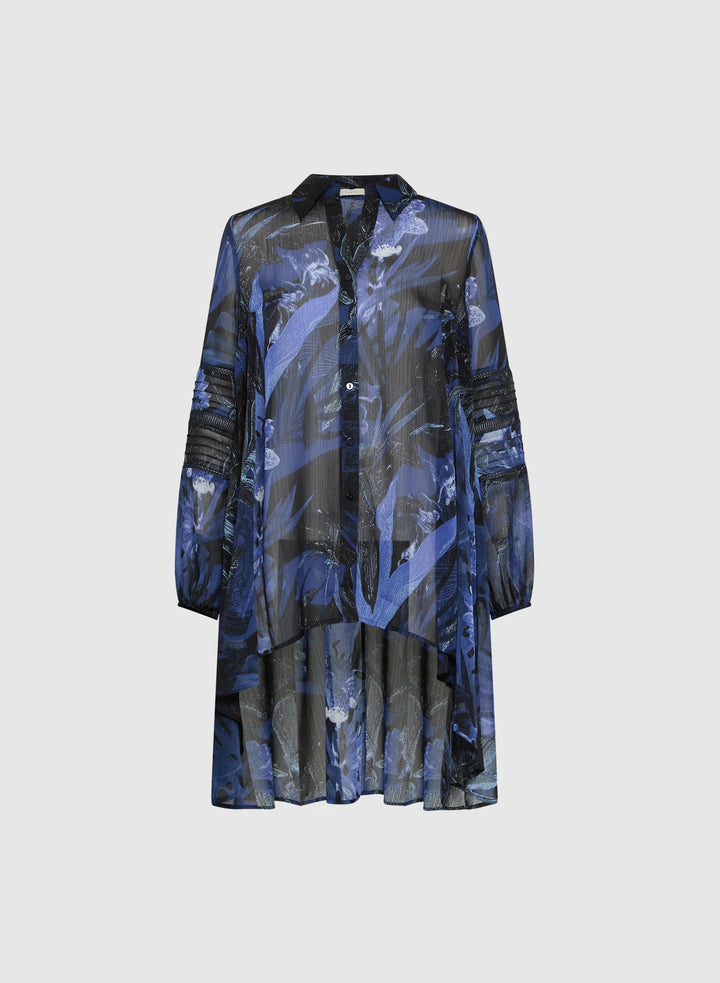 LAURA Tropical Button-Down Blouse