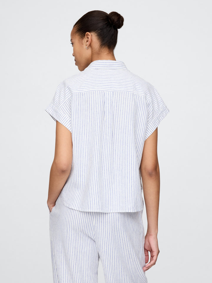 Gap Linen-Blend Cropped Shirt