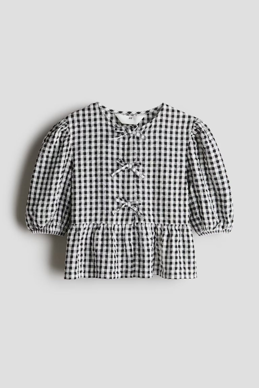 H&M Cotton Seersucker Peplum Blouse