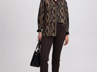 LAURA Snake Print Button-Up Blouse