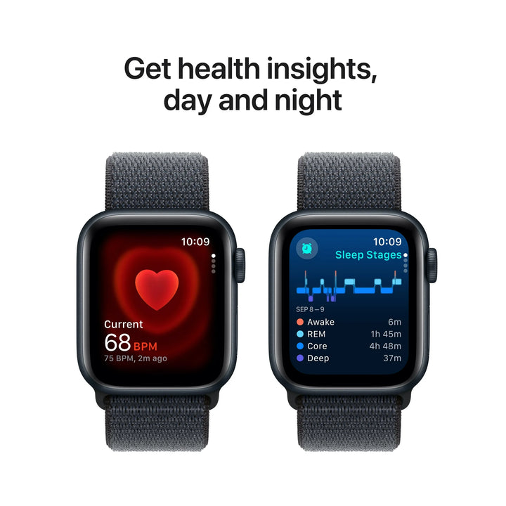 Apple Watch SE (2nd Gen) [GPS + Cellular] Smartwatch with 44mm Midnight Aluminum Case with Ink Sport Loop. Fitness & Sleep Tracker, Crash Detection, Heart Rate Monitor