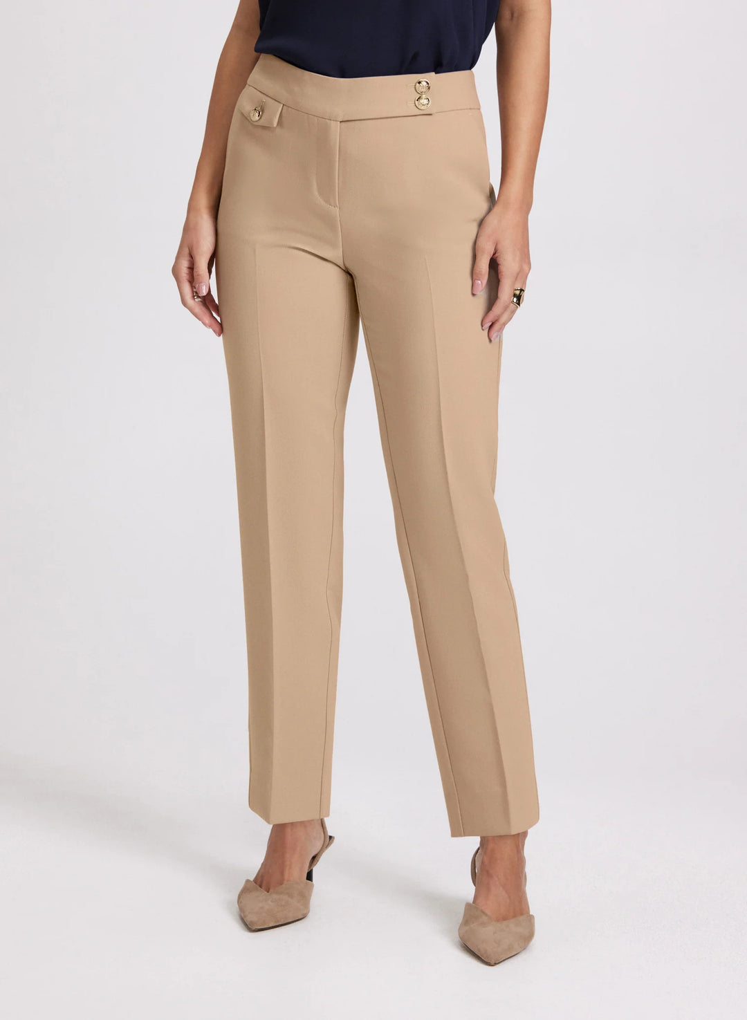 LAURA Emma Embossed Button Slim-Leg Pants