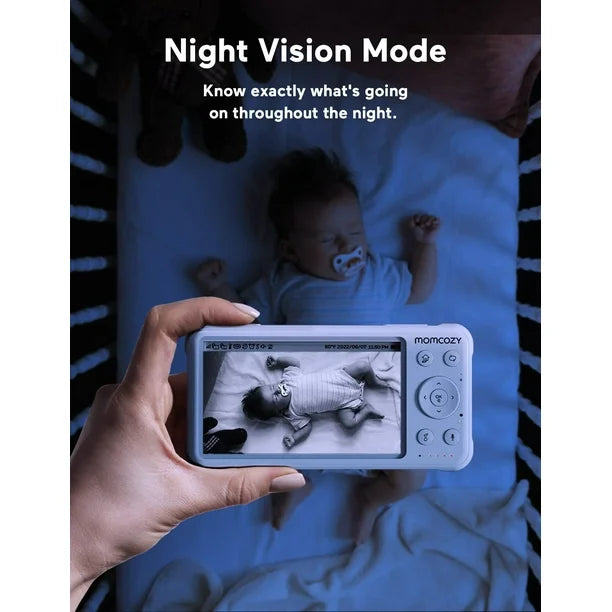 Momcozy Video Baby Monitor, 1080P 5" HD Baby Monitor with Camera and Audio, Infrared Night Vision, 5000mAh Battery, 2-Way Audio, Wide-angle View Temperature Sensor Lullabies