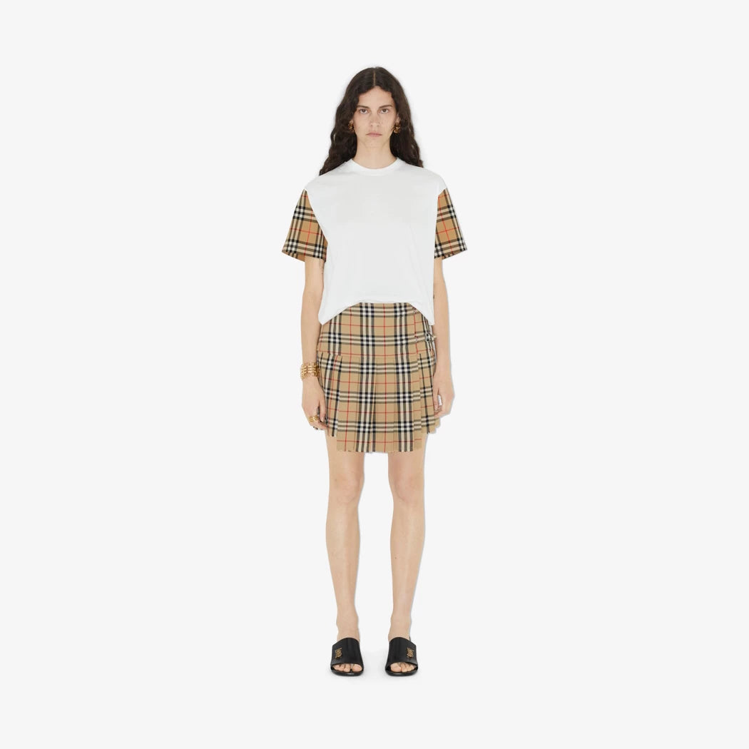 Burberry Check Sleeve Cotton T-shirt