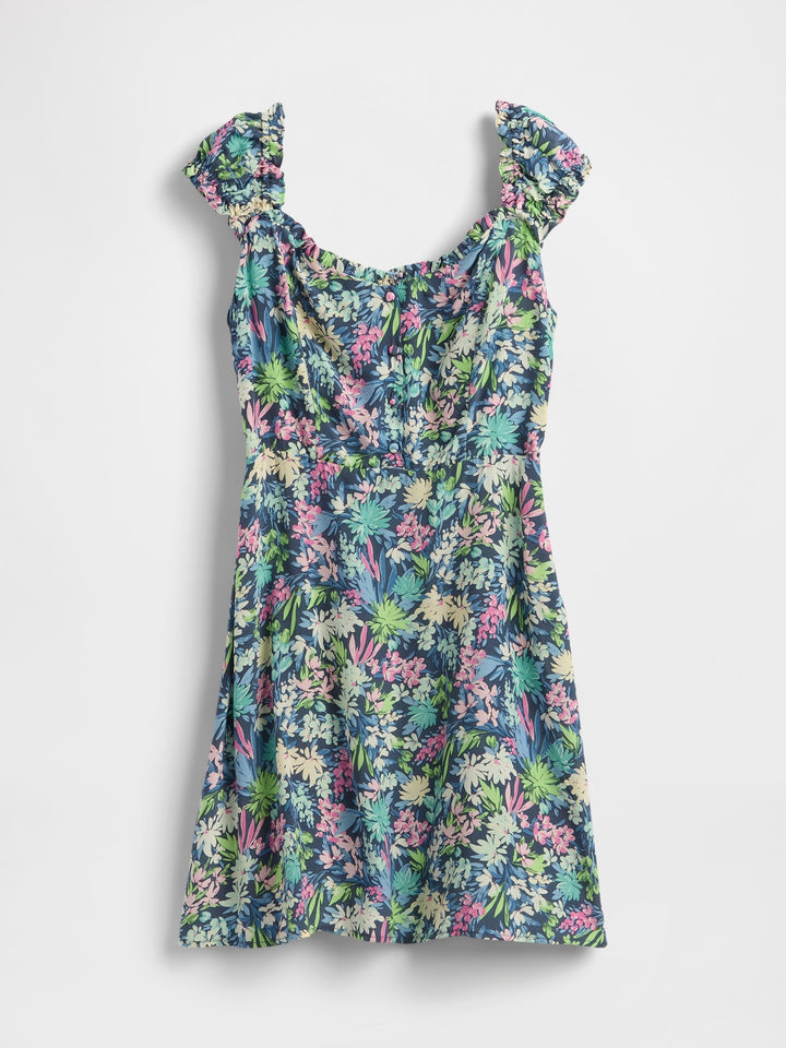 Gap Puff-Sleeve Sweetheart Mini Dress