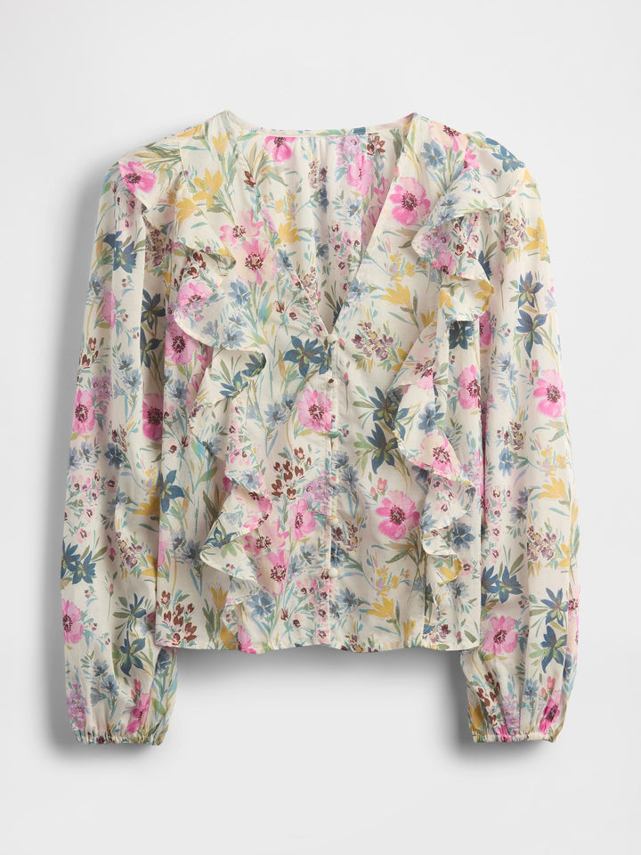 Gap Ruffle-Trim Floral Top