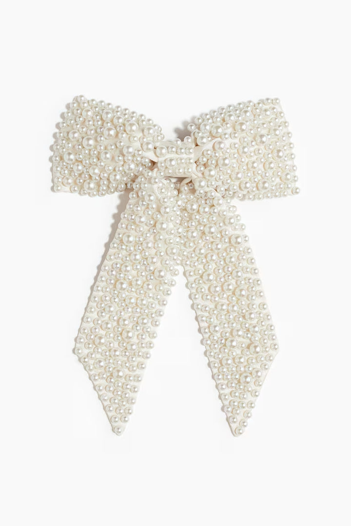 H&M EMBELLISHED SATIN BOW HAIR CLIP