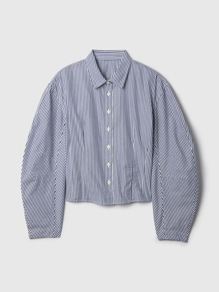 Gap Organic Cotton Poplin Barrel-Sleeve Cropped Shirt